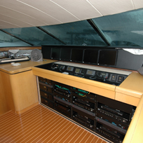 Ft. Lauderdale FL 100' Mega Yacht fully retrofitted with audio video lighting network for Aspen client
