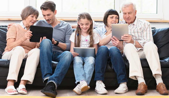 Family with Tablets