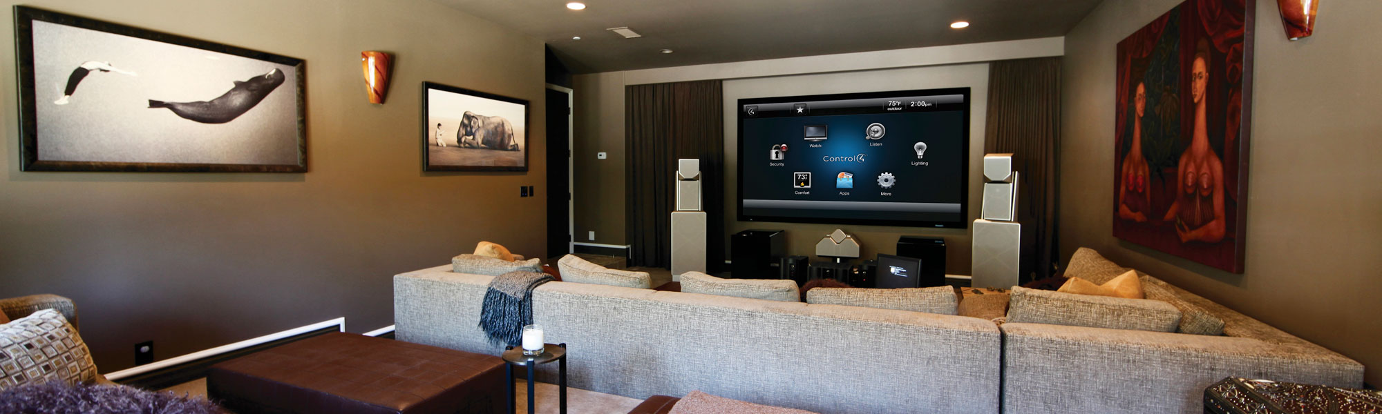 Big Wall Mounted TV with Surround Sound