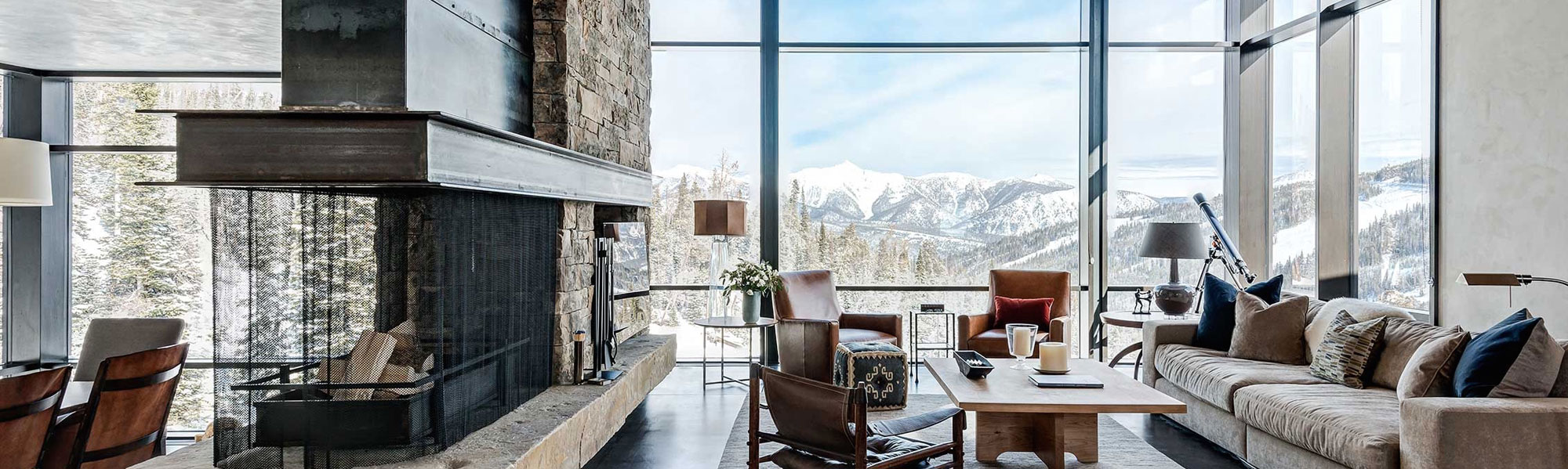 Living Room with a view of the Rockies